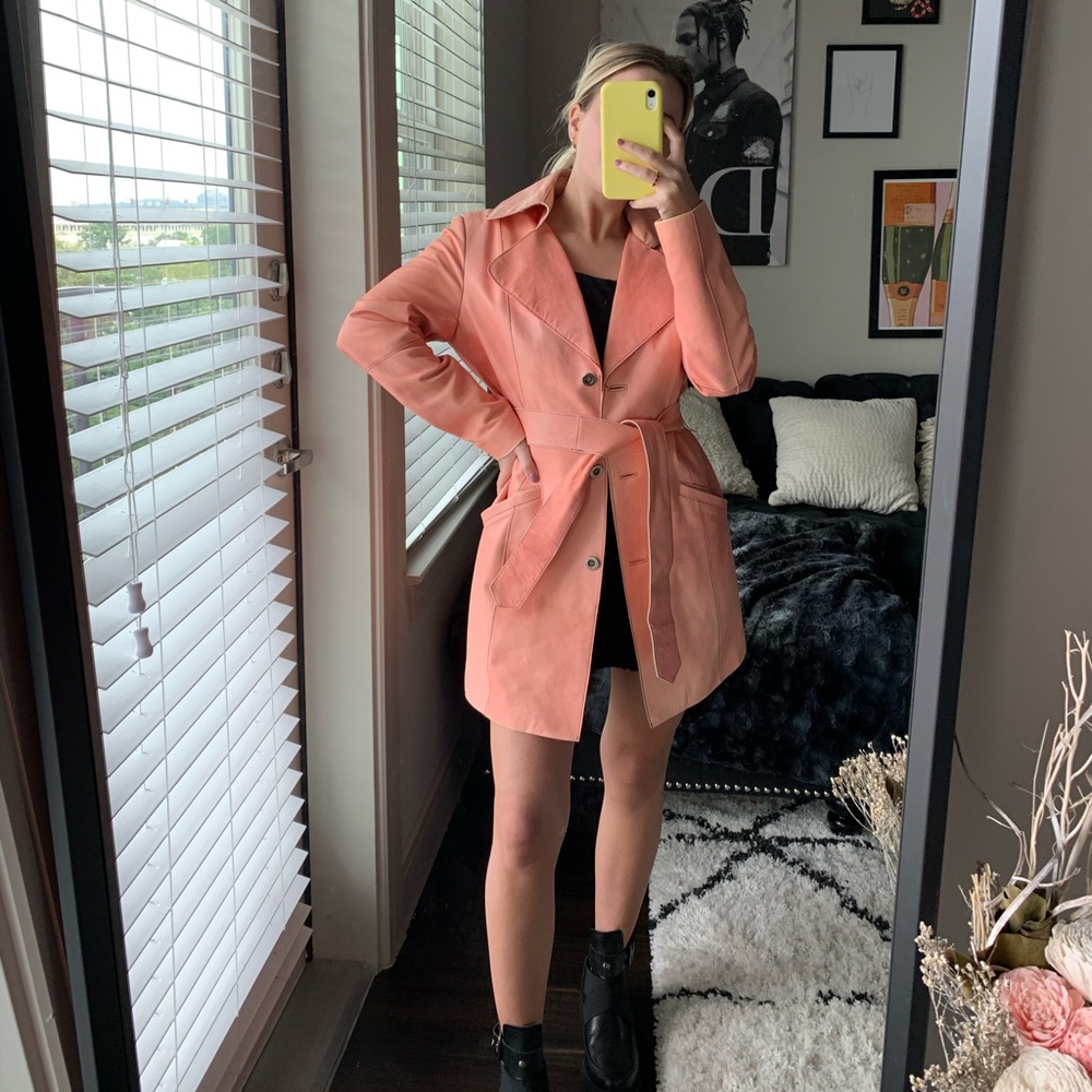 Vintage Pink Leather Trench coat